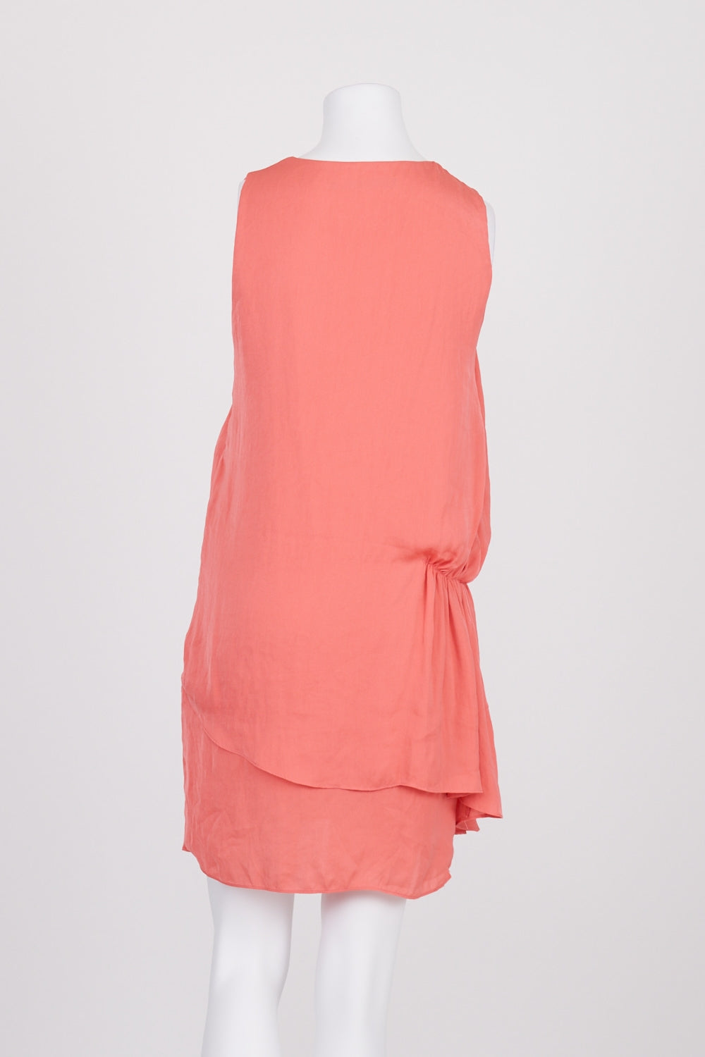 ZARA Coral Ruched Side Dress S