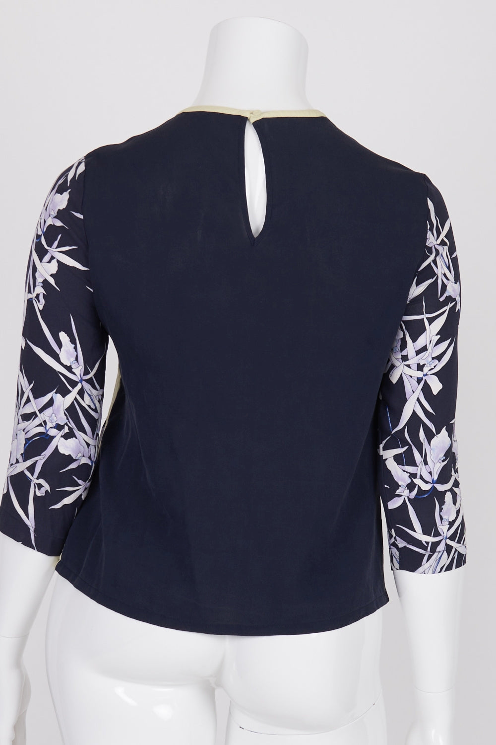 WHISTLES Navy Floral 100% Silk Top 14