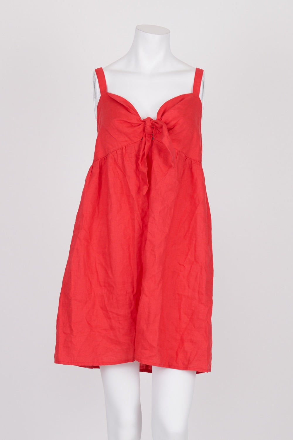 Rhythm 100% Linen Red Tie Front Dress 12