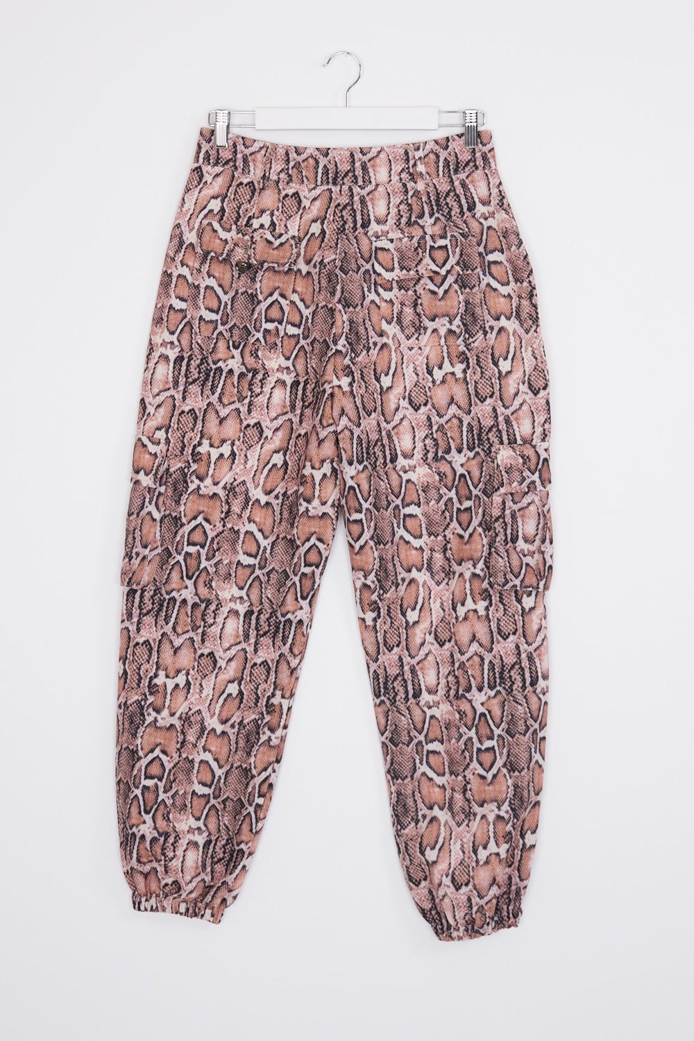 Chic Boutique Pink Snake Print Cargo Pants L