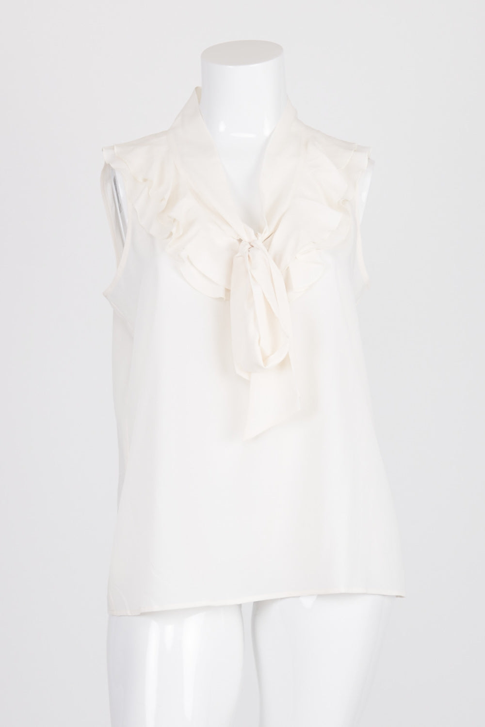 Loft Cream Ruffle Neckline Top XL