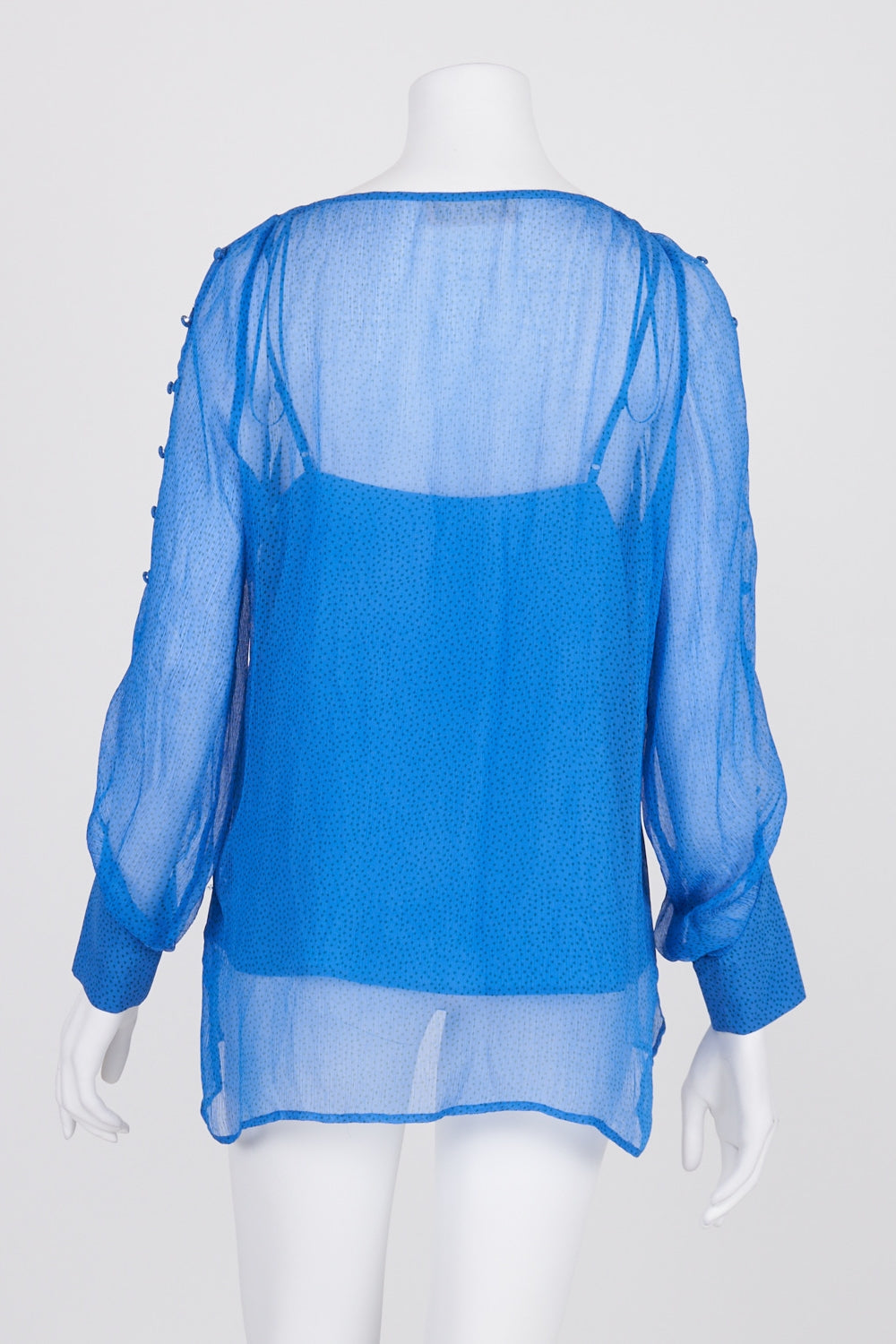 Cable Melbourne Blue Patterned Sheer Top M