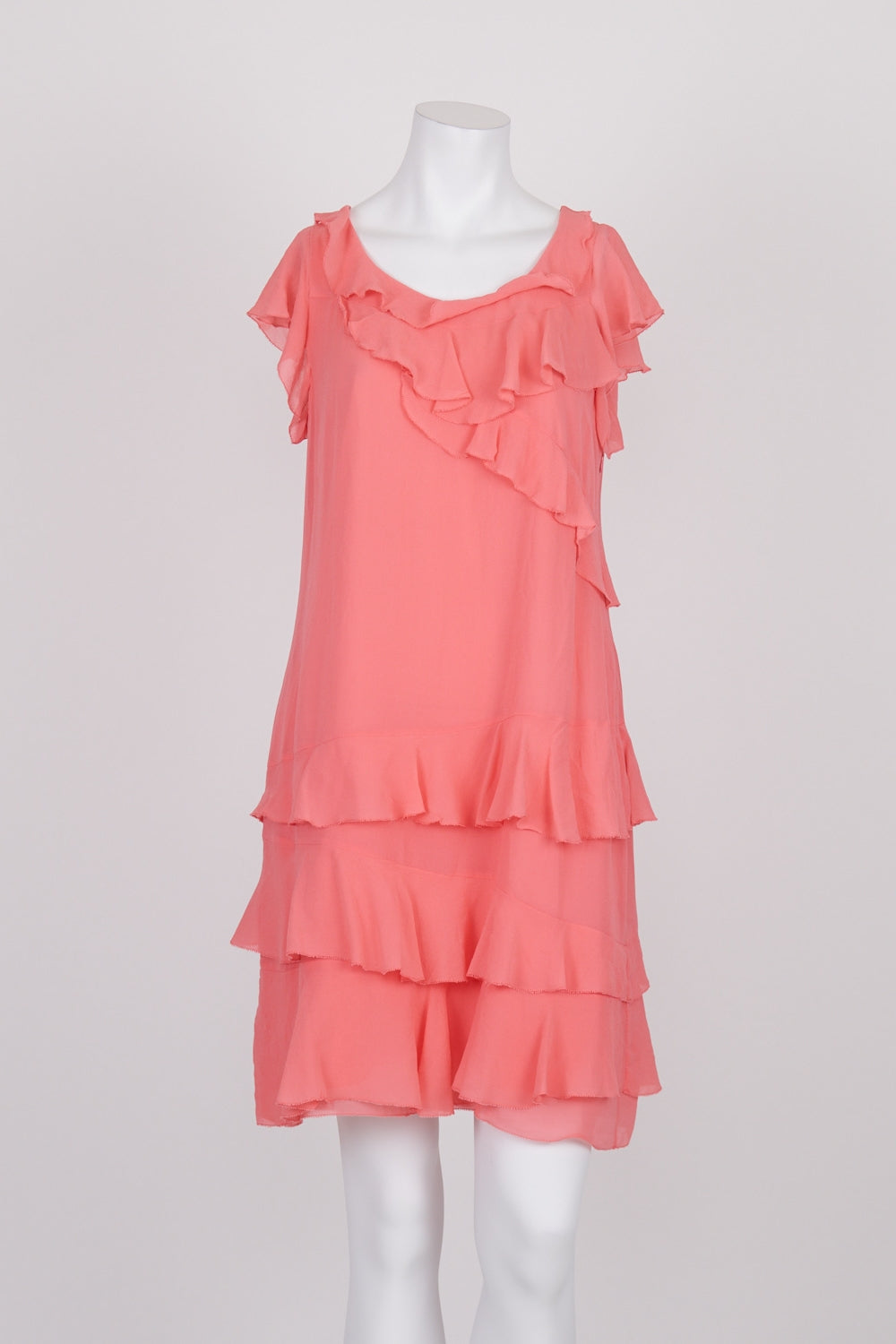 Country Road Pink Ruffle Silk Midi Dress 10