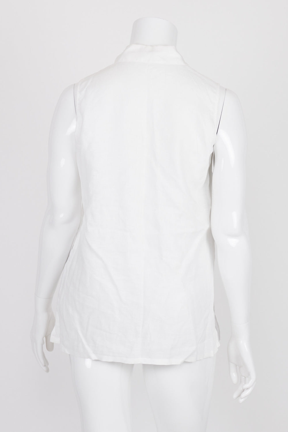 Yarra Trail White Sleeveless Button Down Linen Shirt 18