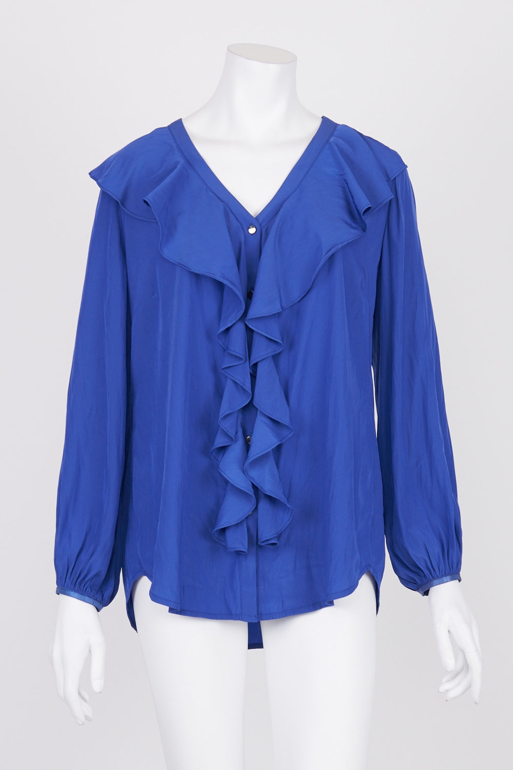 Motto Blue Ruffle Front Top 12