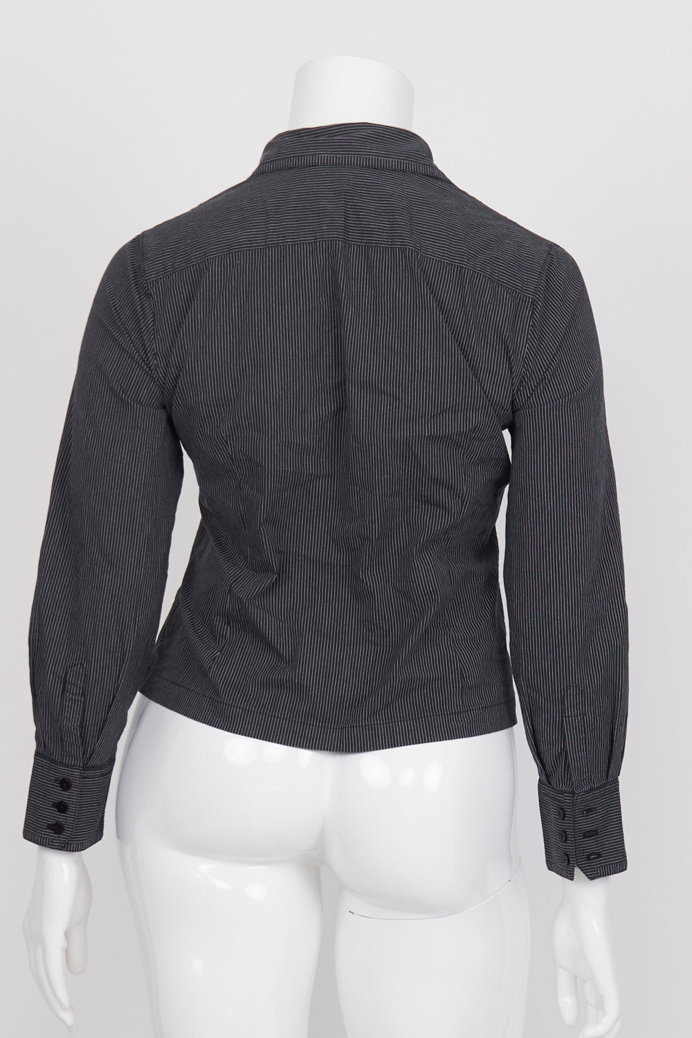 Rivette & Blair Black Striped Button-Up Shirt 16