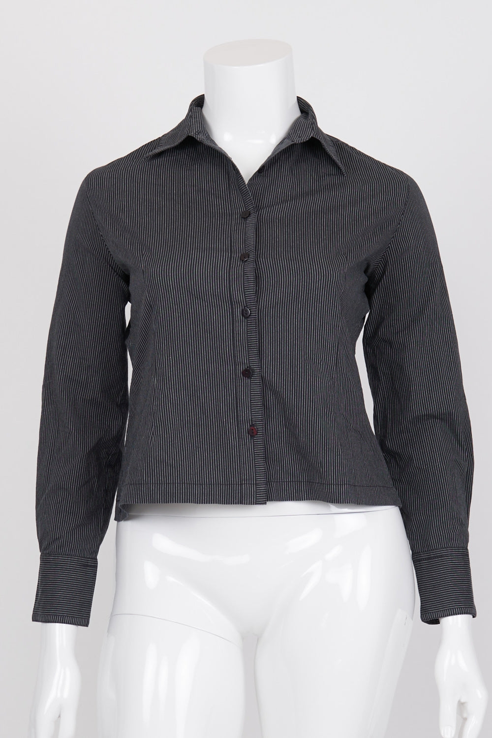 Rivette & Blair Black Striped Button-Up Shirt 16