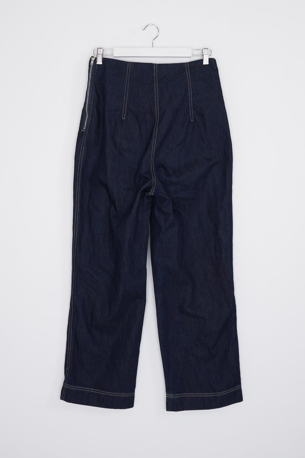 Current Air Dark Blue Denim Contrast Stitch Tie Front Jeans M