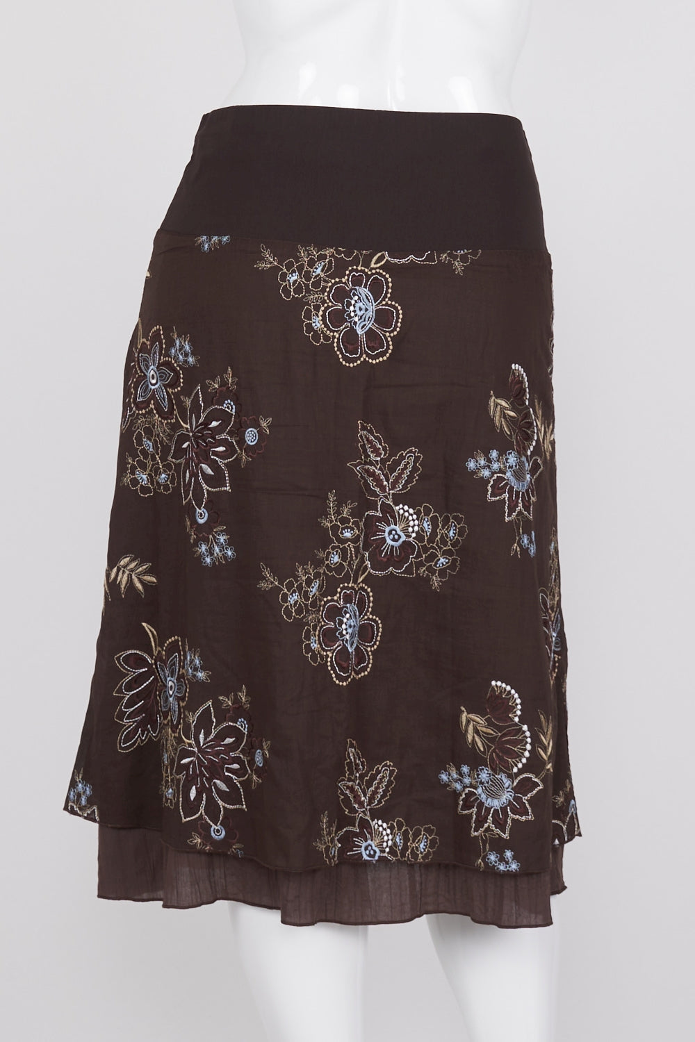 The Ark Brown Embroidered Skirt L