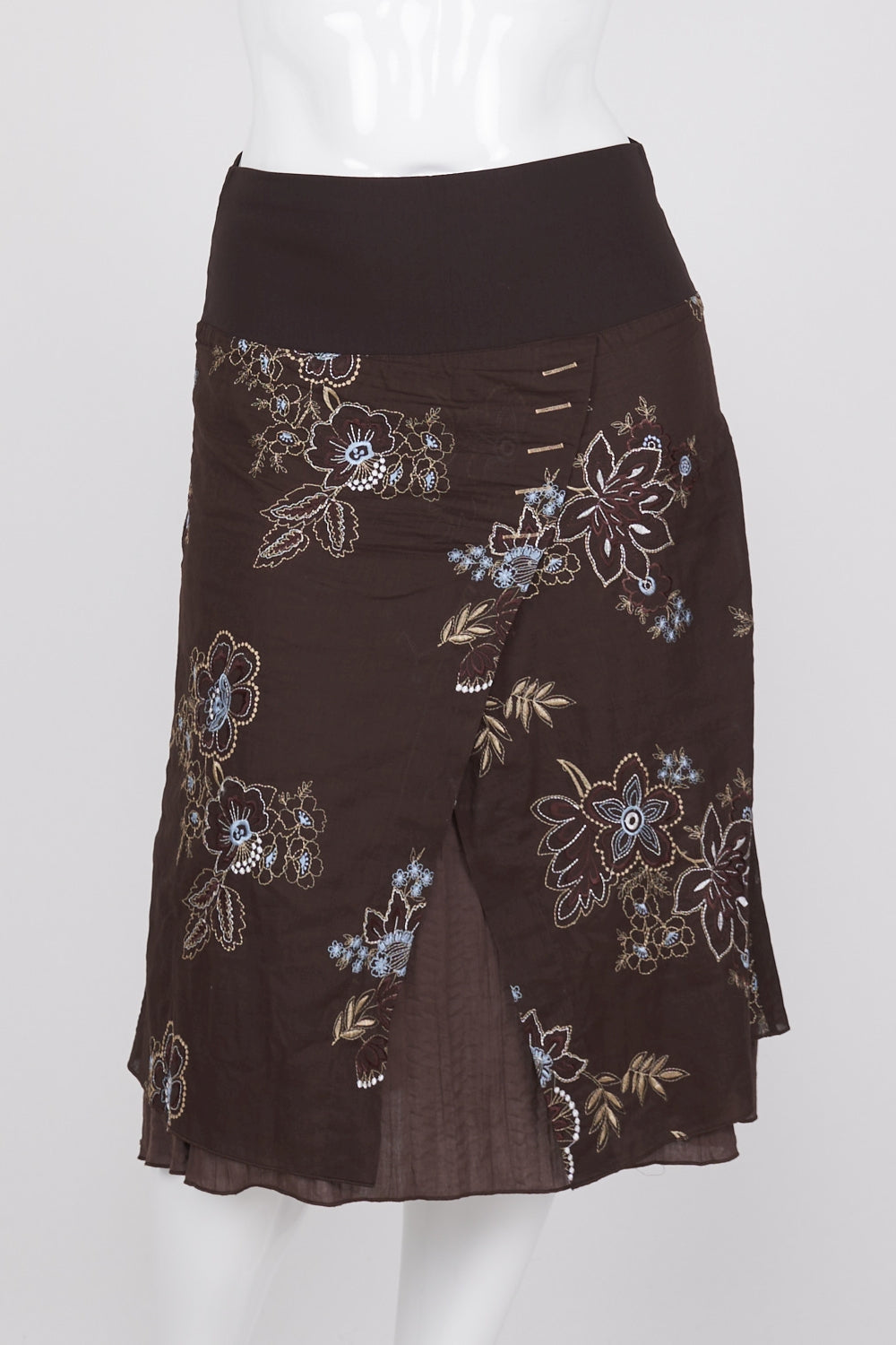 The Ark Brown Embroidered Skirt L