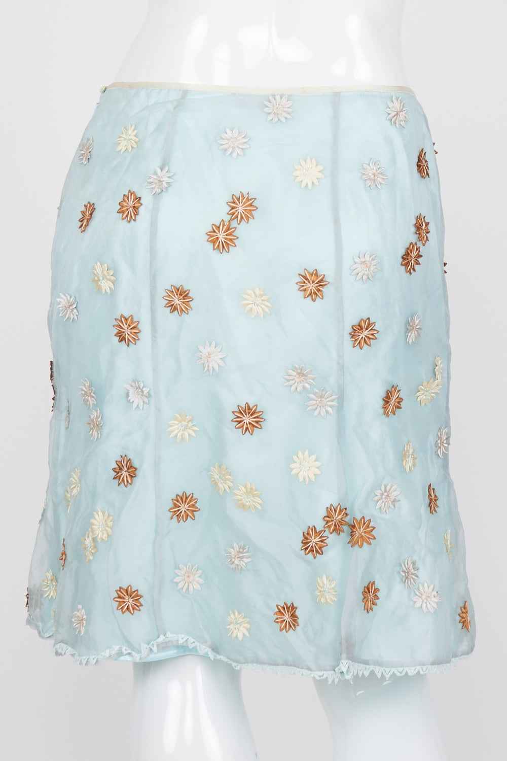 Anthea Crawford Blue Floral Silk Skirt 14