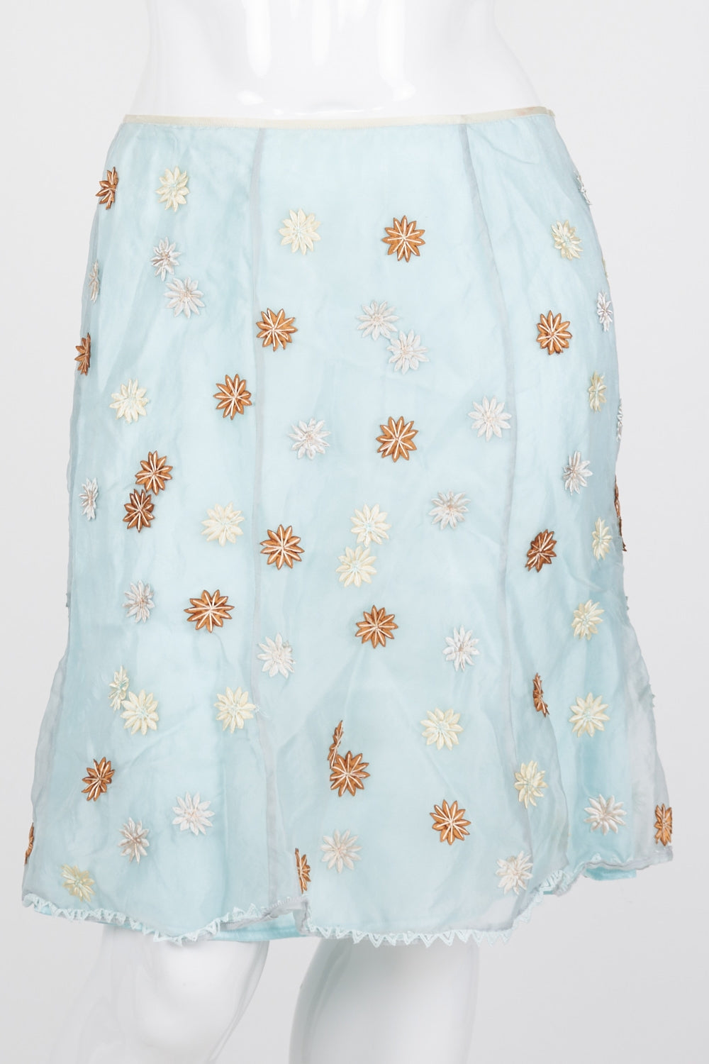 Anthea Crawford Blue Floral Silk Skirt 14