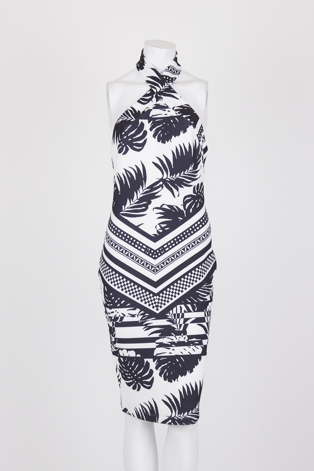 Ministry Of Style Black And White Patterned Halter Neck Dress 10