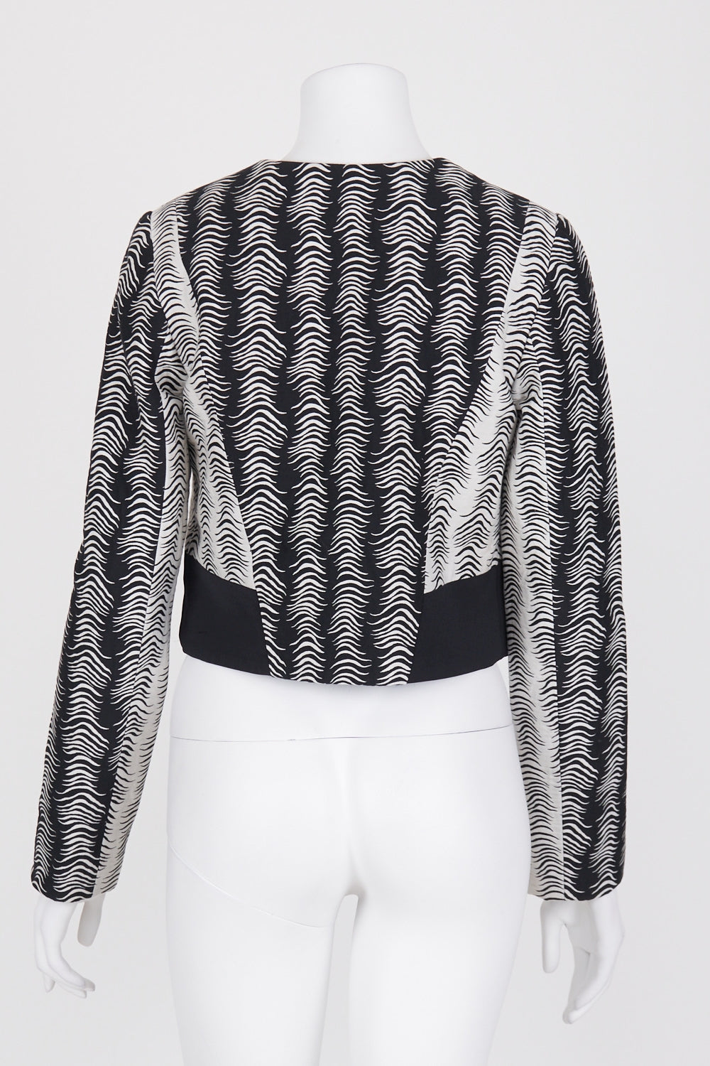 Cue Black And White Patterned Zip Front Jacket 8