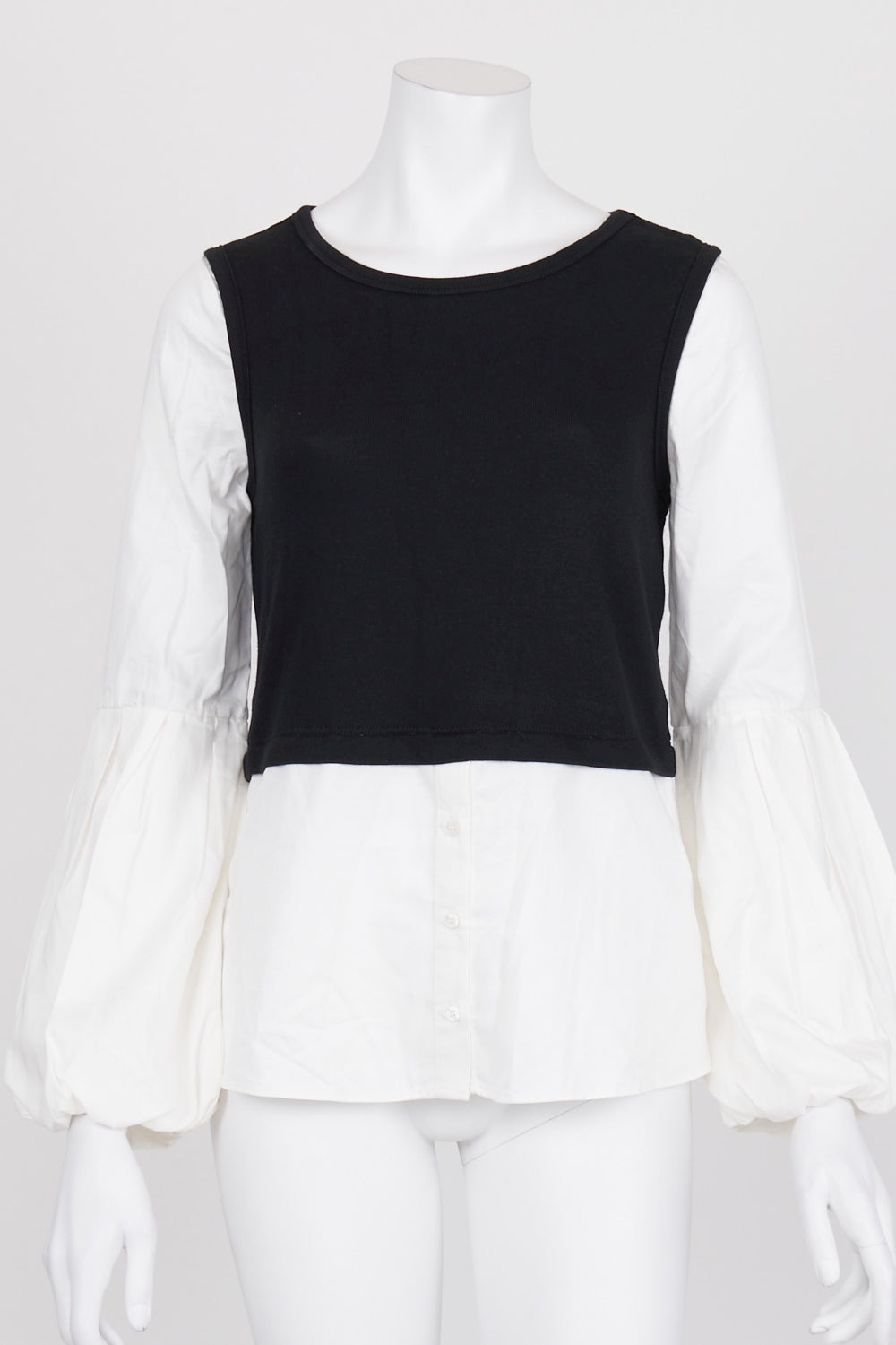 Forever New Black and White Long Sleeve Top XXS