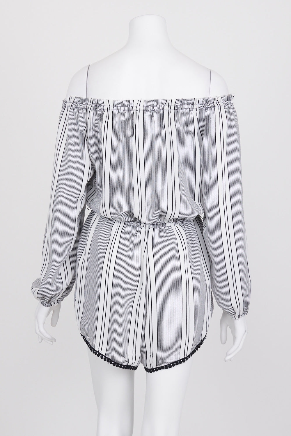 Ghanda Black And White Striped Playsuit M