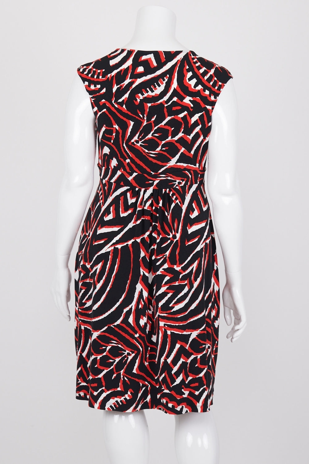 Basque Red, Black and White Patterned Sleeveless Dress 14