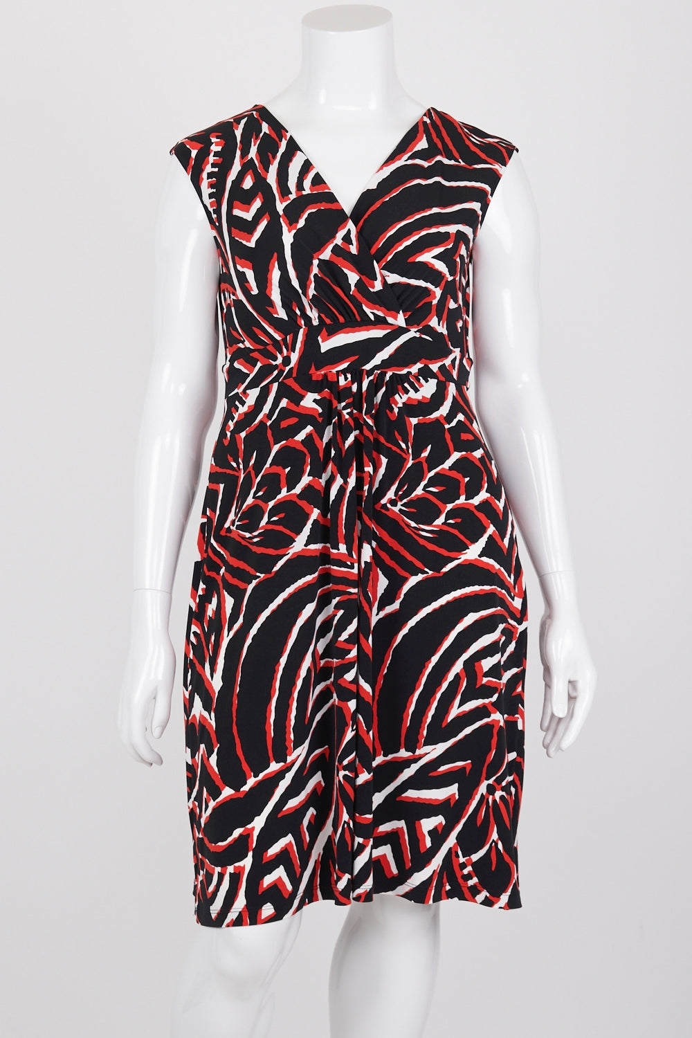 Basque Red, Black and White Patterned Sleeveless Dress 14