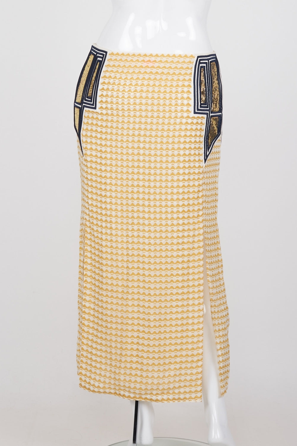 Sass &amp; Bide Yellow Patterned Sequin Silk Skirt 12