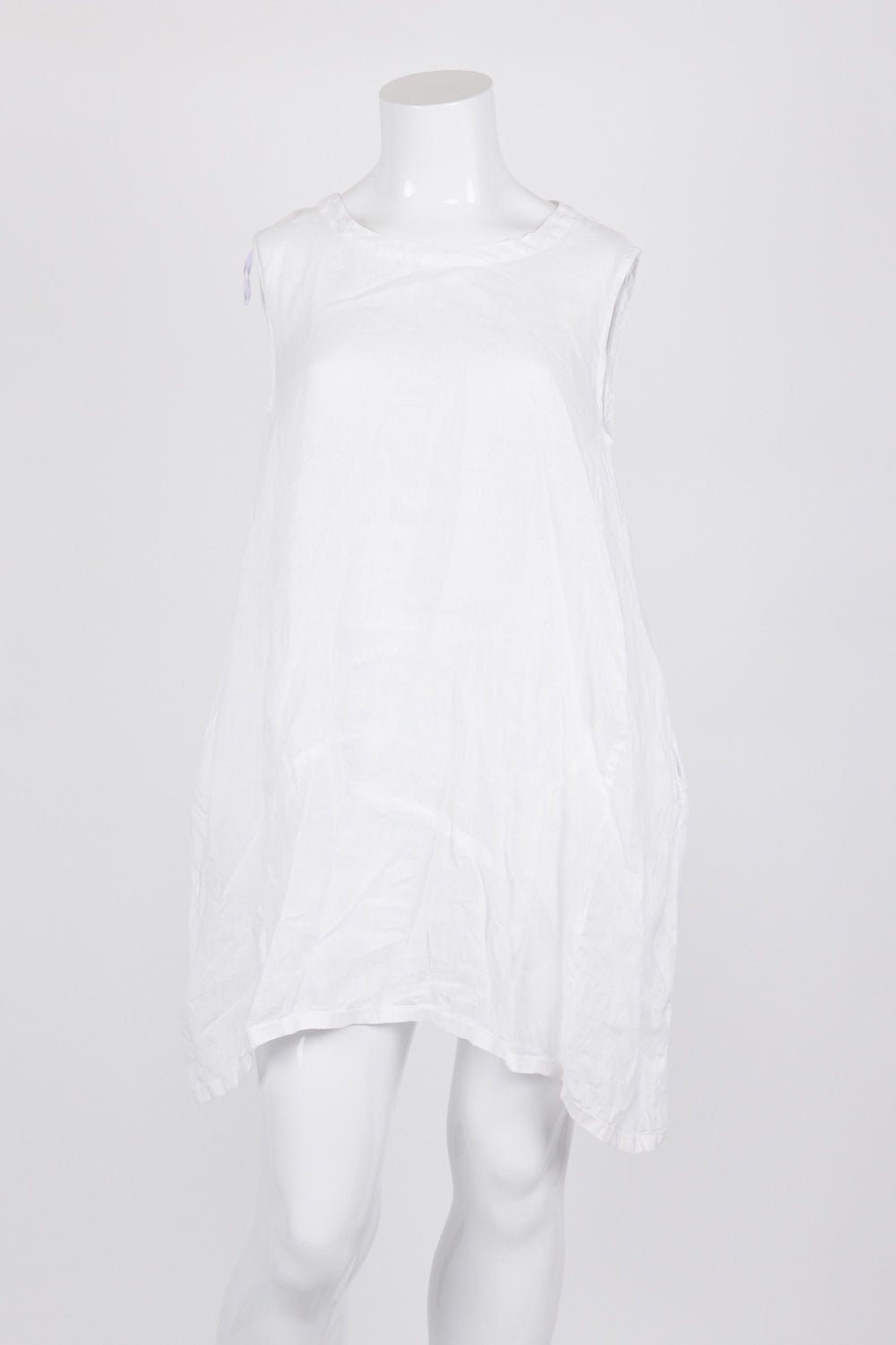 Banana Blue White Sleeveless 100% Linen Dress M