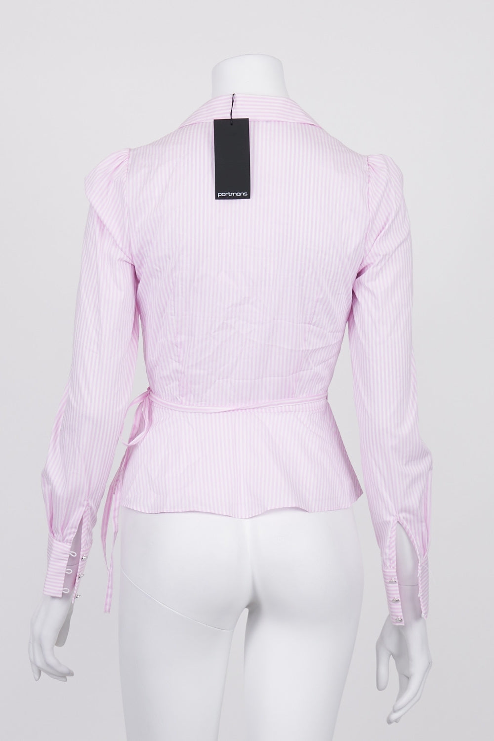 Portmans Pink And White Striped Wrap Top 6