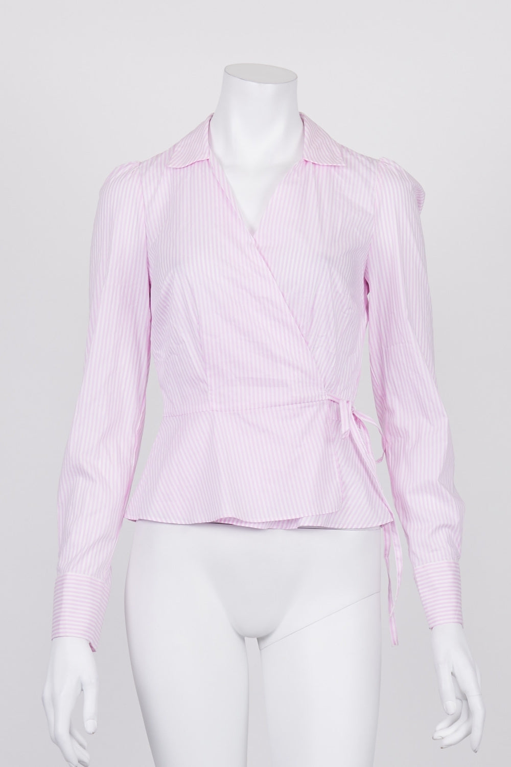 Portmans Pink And White Striped Wrap Top 6