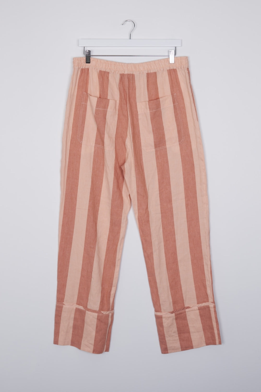 Lee Mathews Pink Striped Linen Blend Pants 12