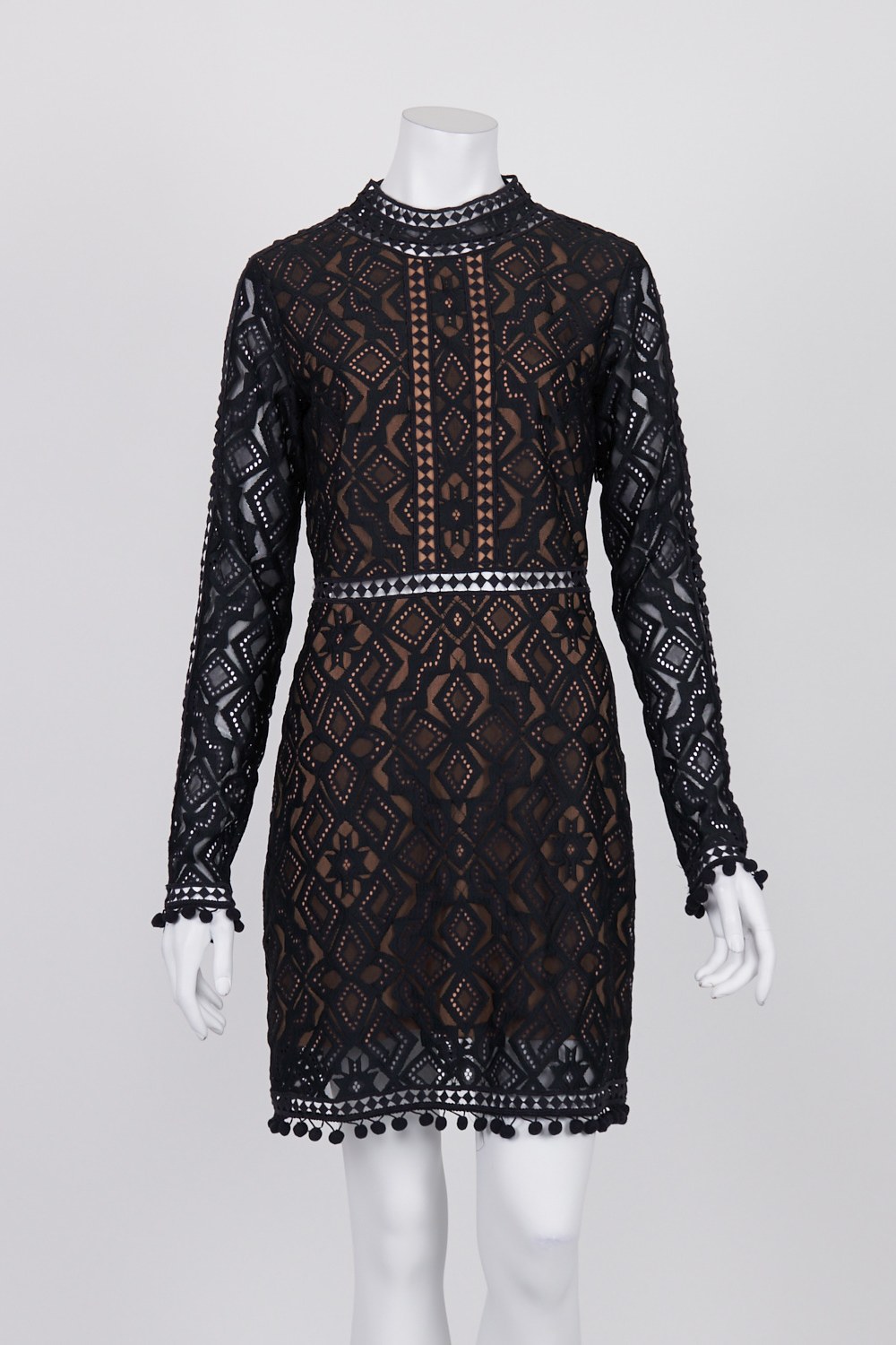 For Love &amp; Lemons Black Lace Long Sleeve Dress