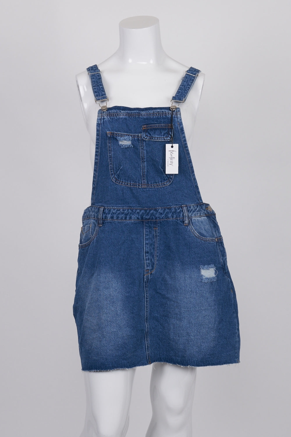 Feather & Noise Blue Denim Dungaree Dress 16