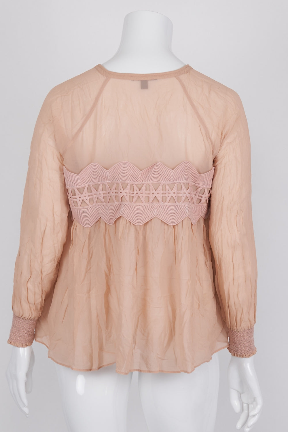Country Road Pink Silk Top with Lace Pattern XL