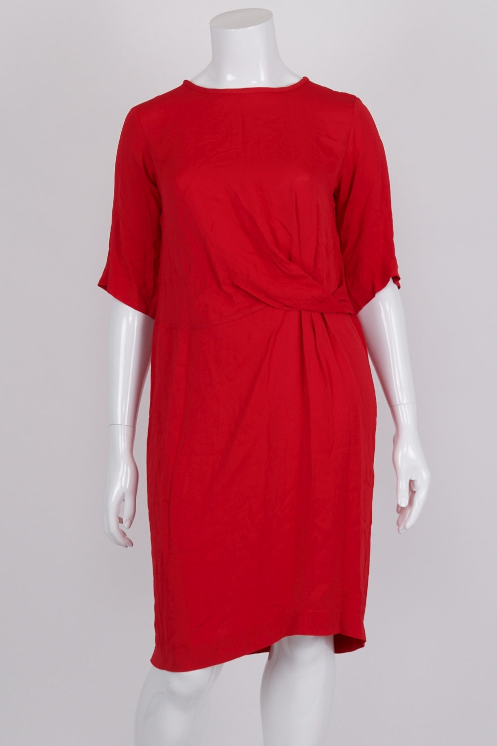 Trenery Red Tuck Front Dress 14