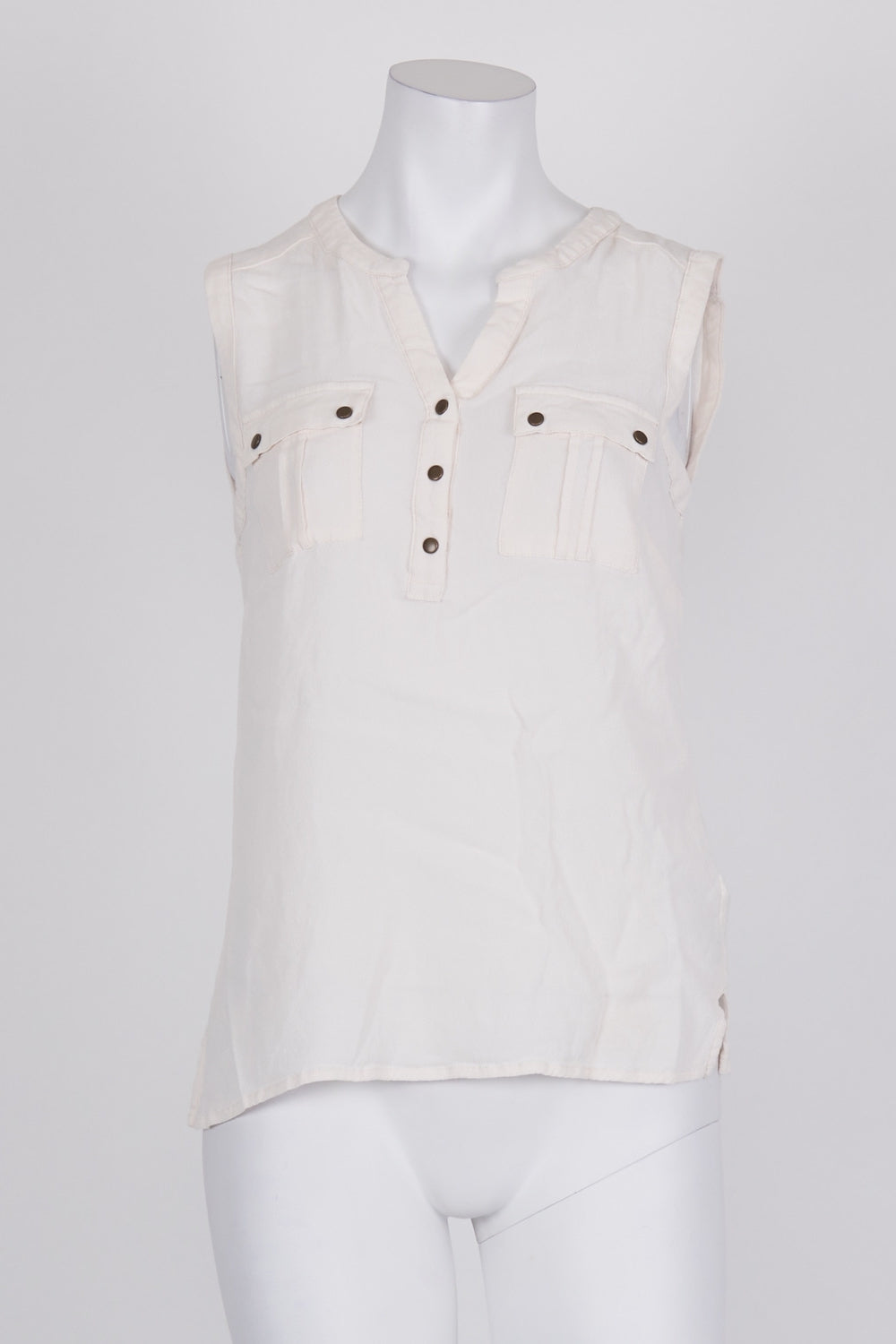 Monsoon Beige Half Placket Sleeveless Top 10