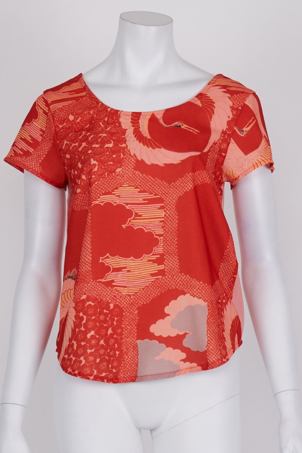 Paint It Red Patterned Sheer Top XS