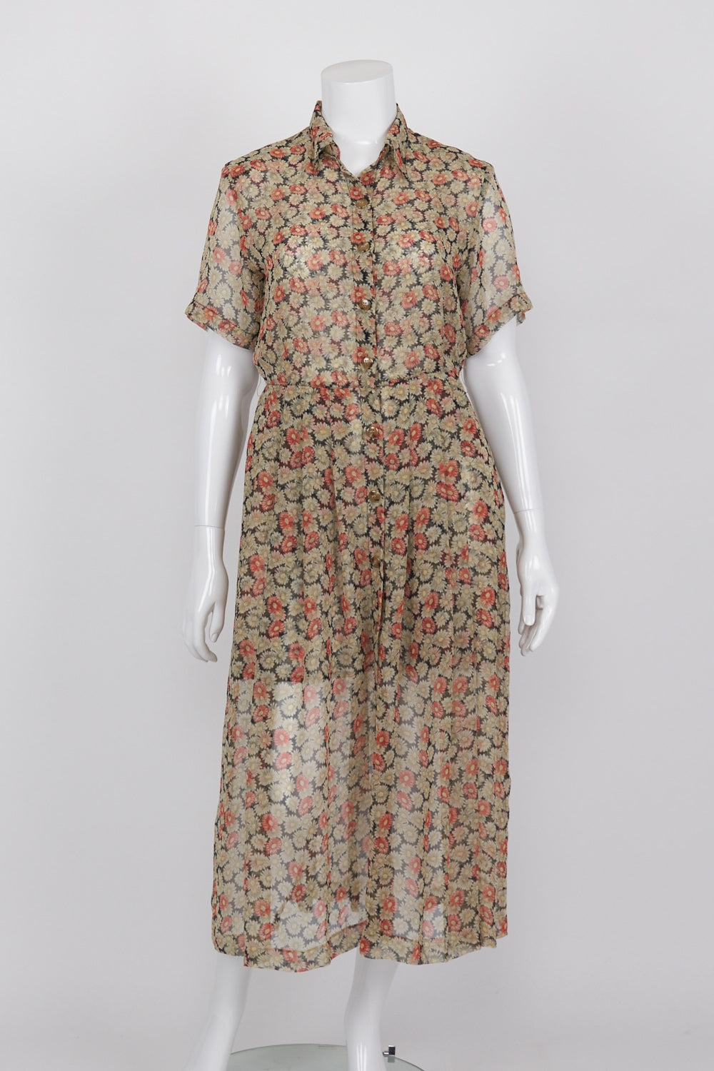 Lisa Ho Vintage Floral Sheer Maxi Dress 14