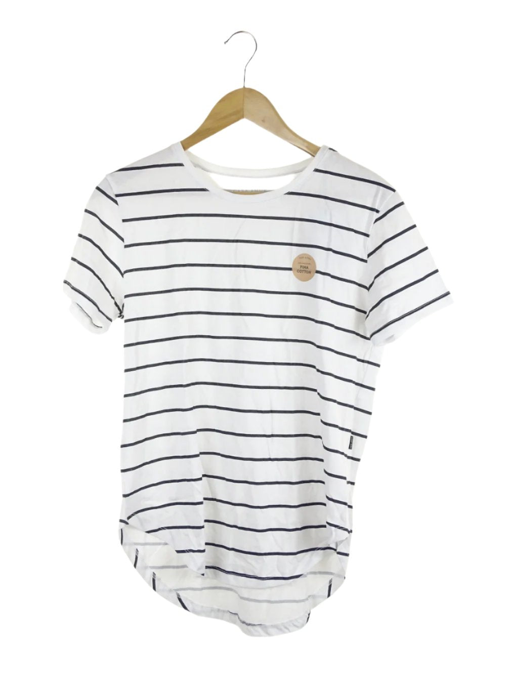 Casa Amuk White and Navy Striped Cotton Saddle Hem T-Shirt 10