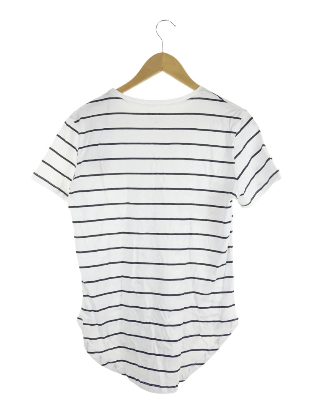 Casa Amuk White and Navy Striped Cotton Saddle Hem T-Shirt 10