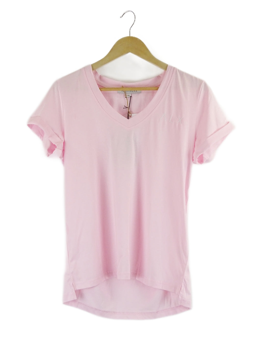 Alexandra-Pink-V-Neck-T-Shirt-XS