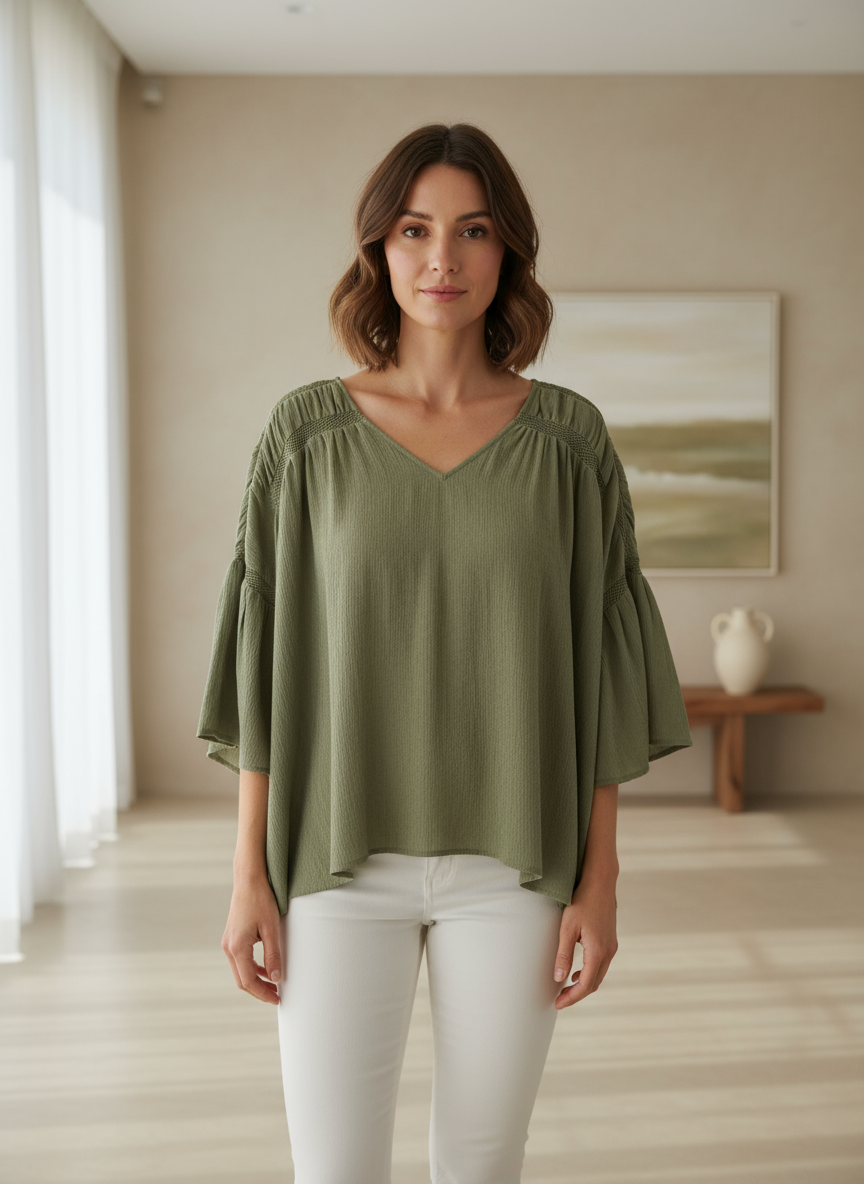 Wish 'Between Two Hearts' Olive Green Blouse 14 | BNWT