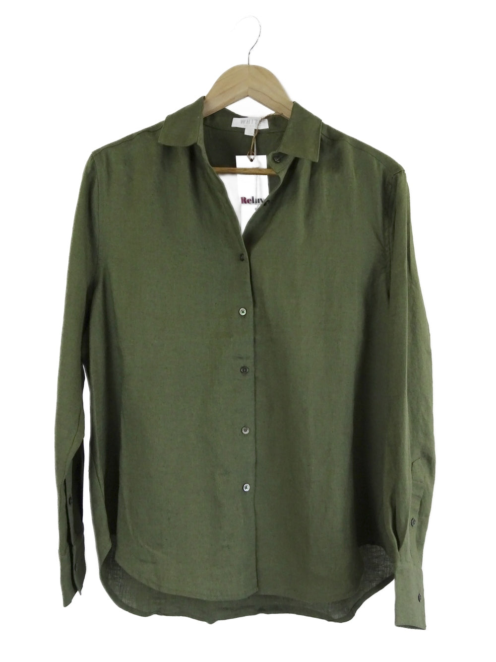 White-by-FTL-&#39;Katie&#39;-Khaki-Green-Linen-Button-Down-Shirt-12