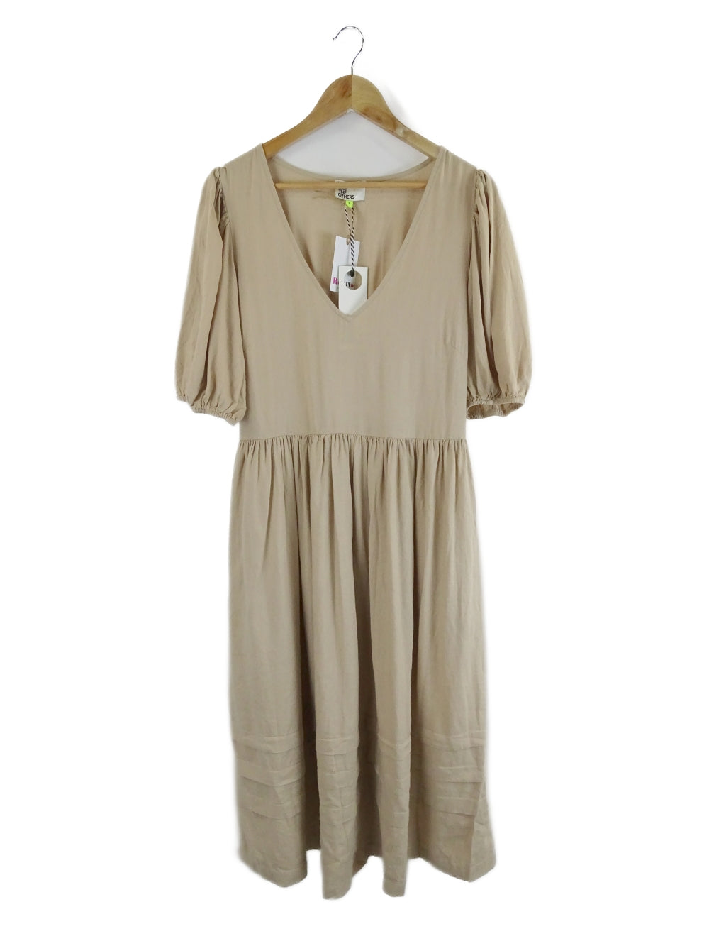 We-Are-The-Others-'The-Puff-Sleeve'-Taupe-Midi-Dress-M