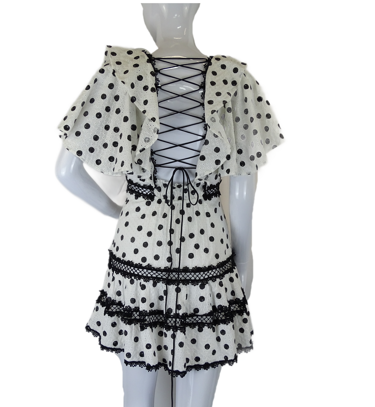 By Nicola Polka Dot Lace Up Dress 8