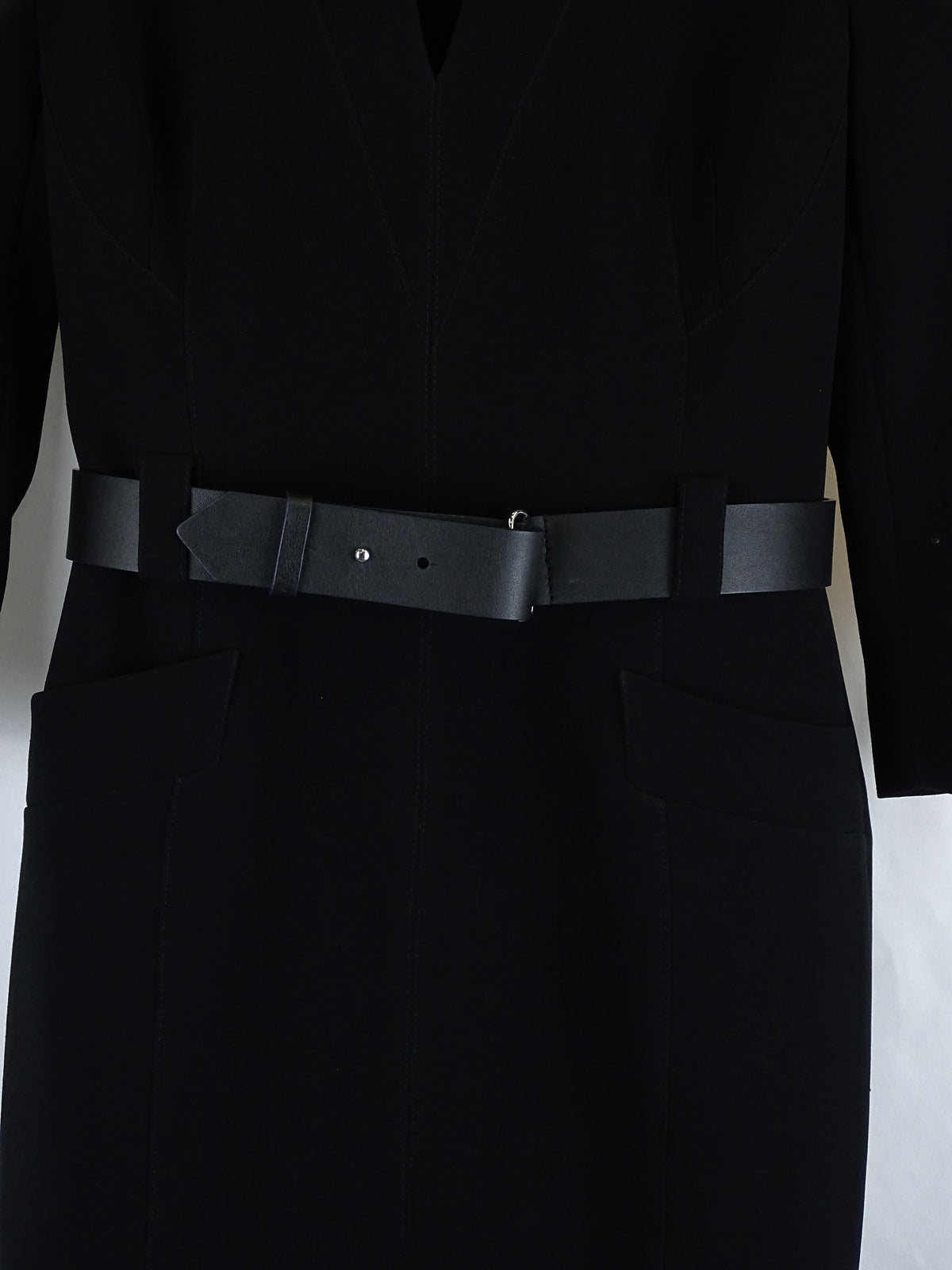 Karen Millen Black Midi Dress with Belt 12