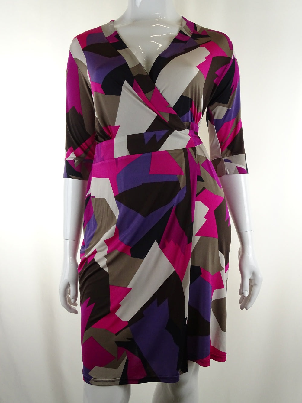 Studio MG Pink, Purple and Brown Wrap Dress L