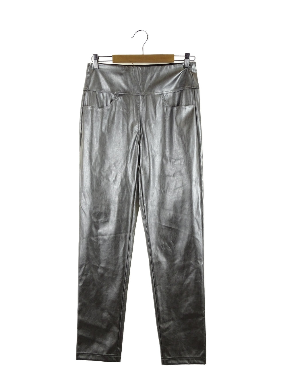 Motto Silver Pleather Straight Leg Pants 12