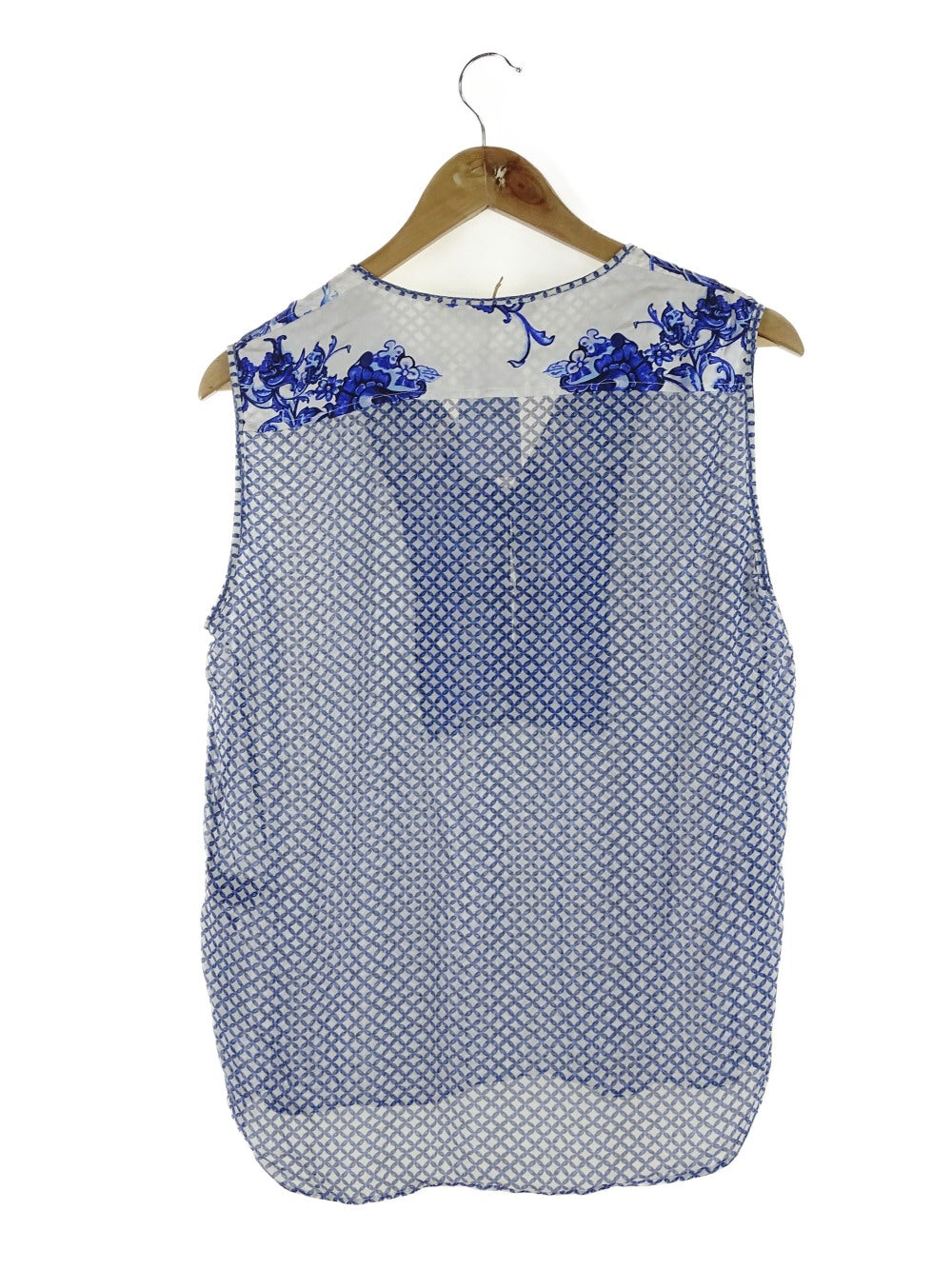 Roberto Cavalli Blue and White Silk Blouse 14