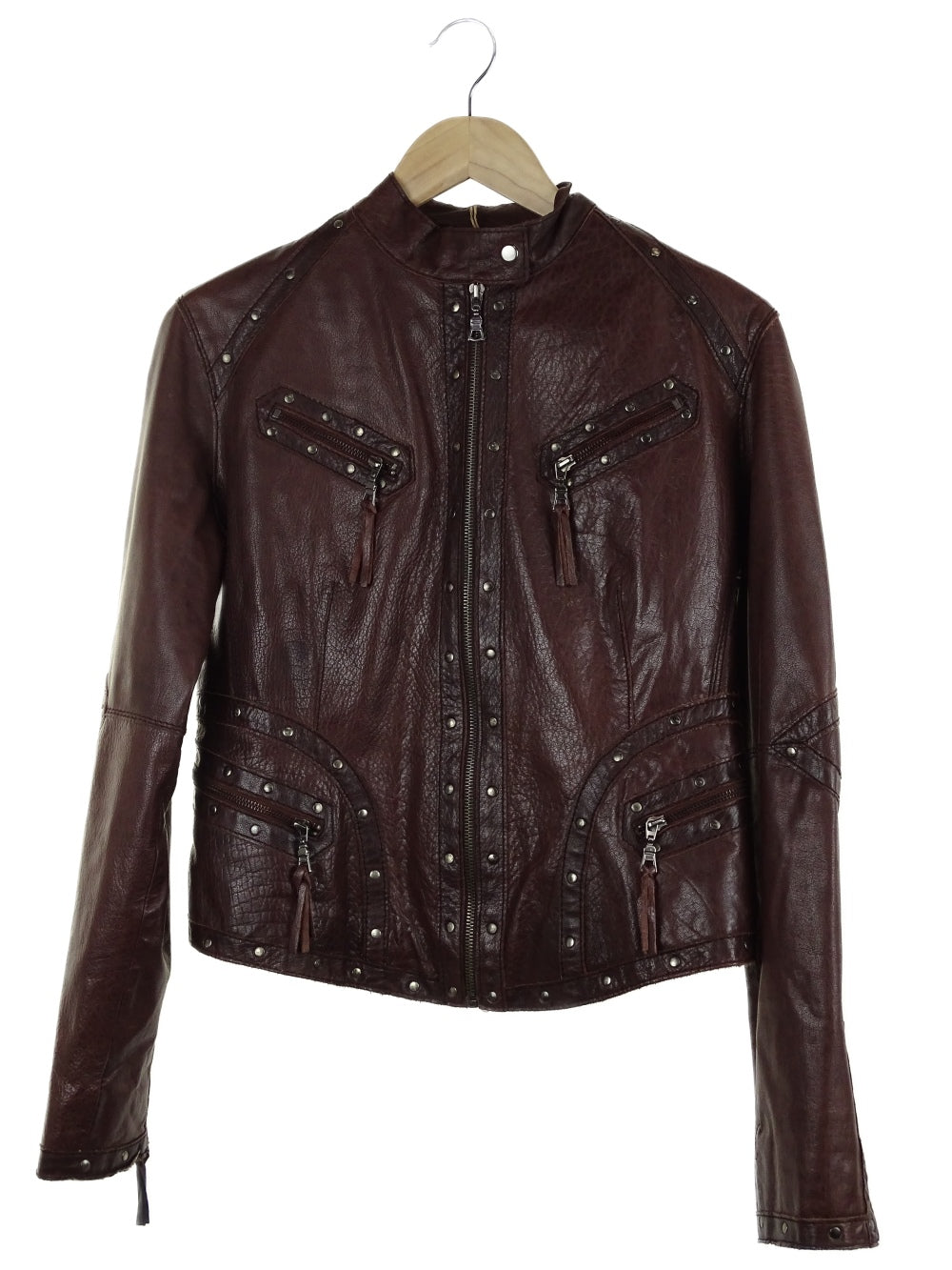 K-Yen Brown Studded Leather Jacket 10