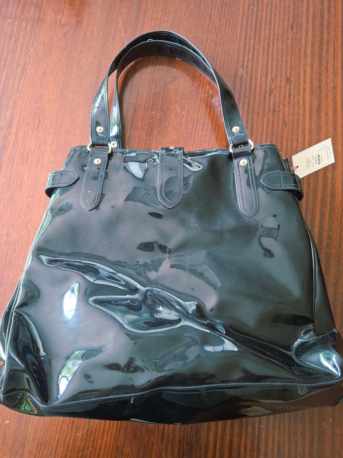 Country Road Black Buckle Bag - Patent Leather Look