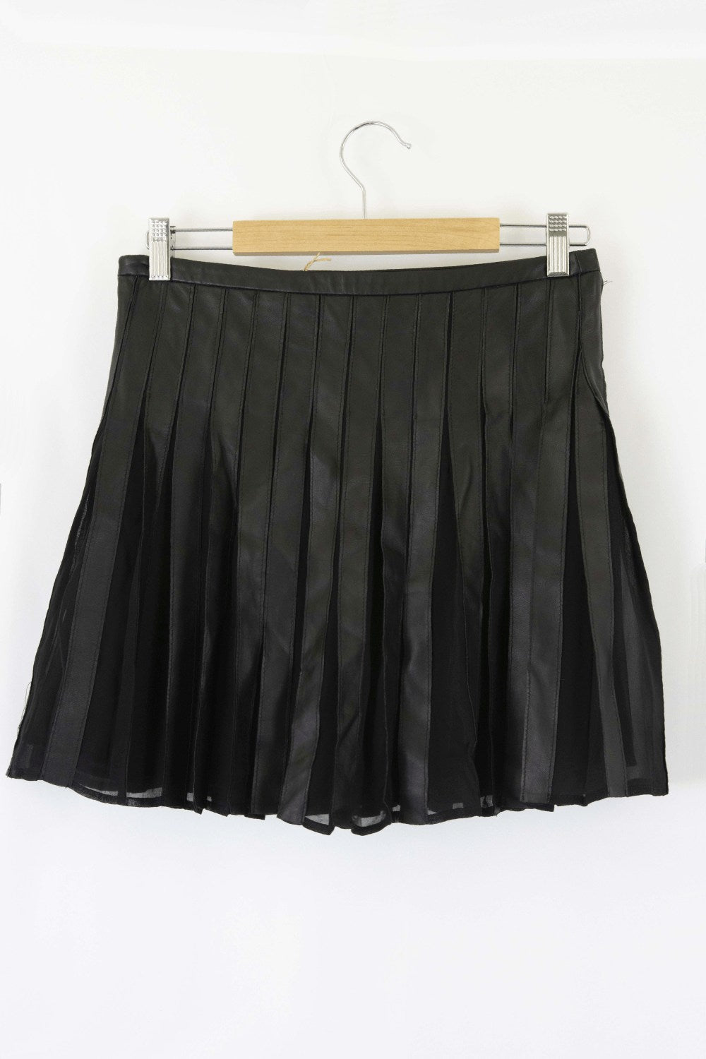 Joie Black Leather Pleated Skirt M